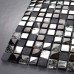 Black Glass Mosaic Diamond Gray Marble Wall Tiles Plated Silver & Blue Crystal Backsplash Tile