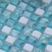 Cream Stone Crackle Crystal Tile Backsplash Blue Glass Mosaic Wall Cracked Shower Floor Tile