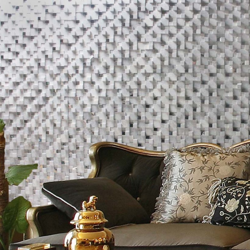 Stone Glass Mosaic Tile Gray 3D Bathroom Wall Tiles