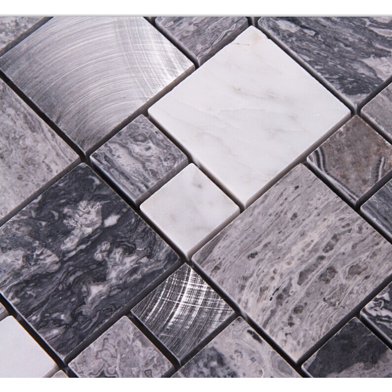 Stone Mosaic Tile Square Grey Marble Floor Tiles Metal And Stone Mosaic Tile Square Grey Marble Floor Tiles Metal And Kitchen Backsplash Brushed Aluminum
