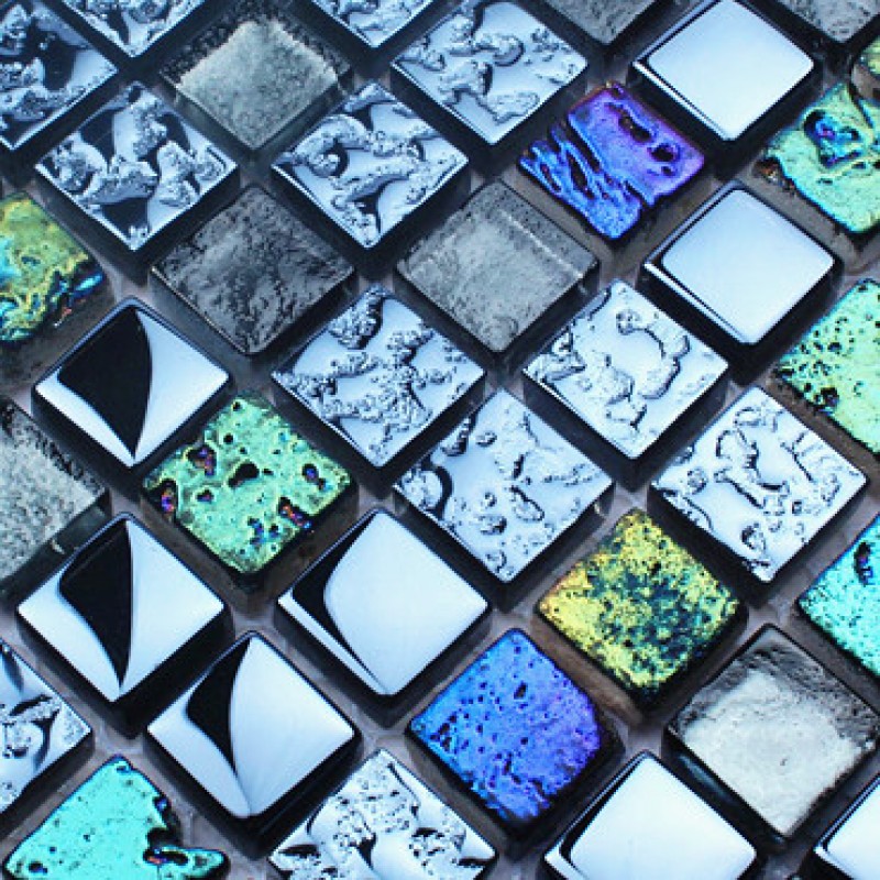 Stone Glass Mosaic TileSsmoky Mountain Square Tiles With Marble