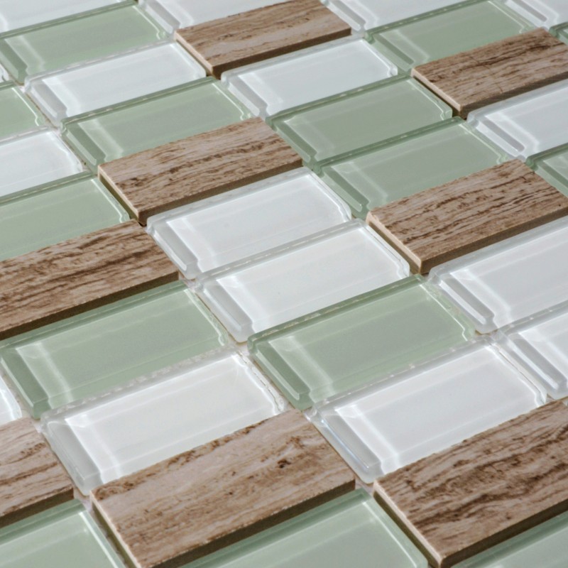 Stone Glass Mosaic TileSsmoky Mountain Straight Joint With Marble