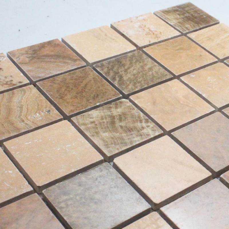 Natural Stone Mosaic Tile Square Brown Patterns Bathroom Wall Marble