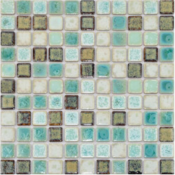 Glazed Porcelain Tile Square Mosaic Aqua Brown Wall and Floor Tiles