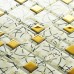 white crystal glass mosaic tile hand painted gold metal coating wall backsplashes SBLT106