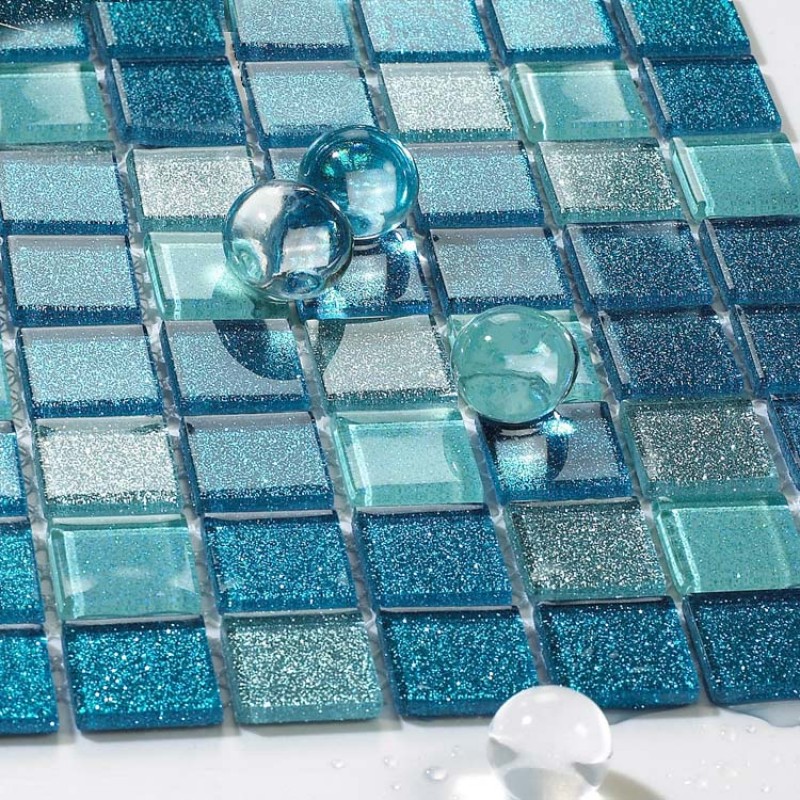 Blue Glass Tile Bathroom Floor Clear Crystal Mosaic Kitchen Wall Tiles