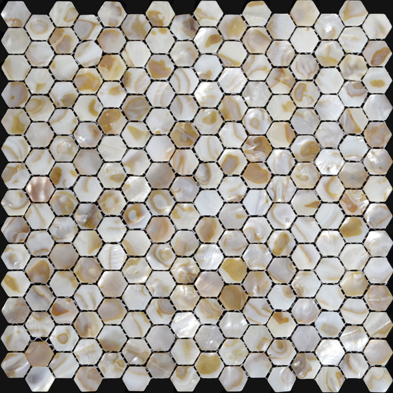 front side of fresh water mother of pearl shell mosaic  tile 