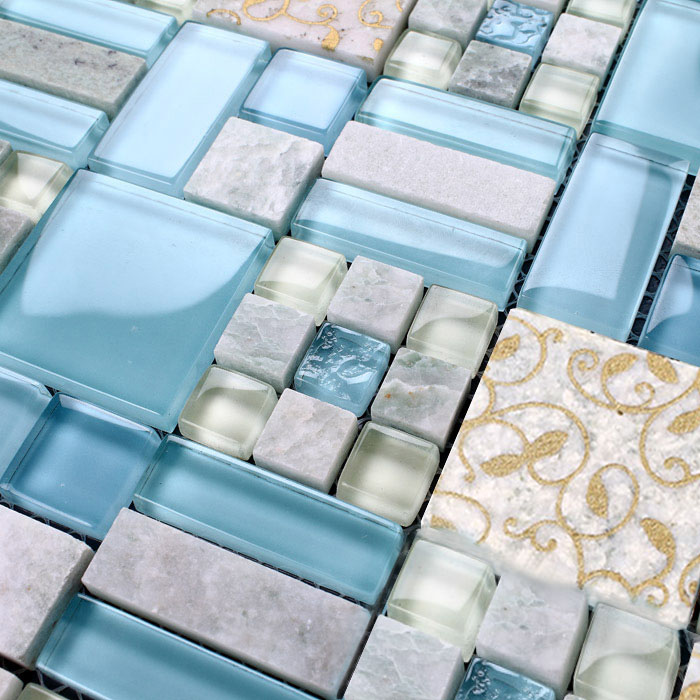 Natural marble glass mosaic tile wall stickers 
