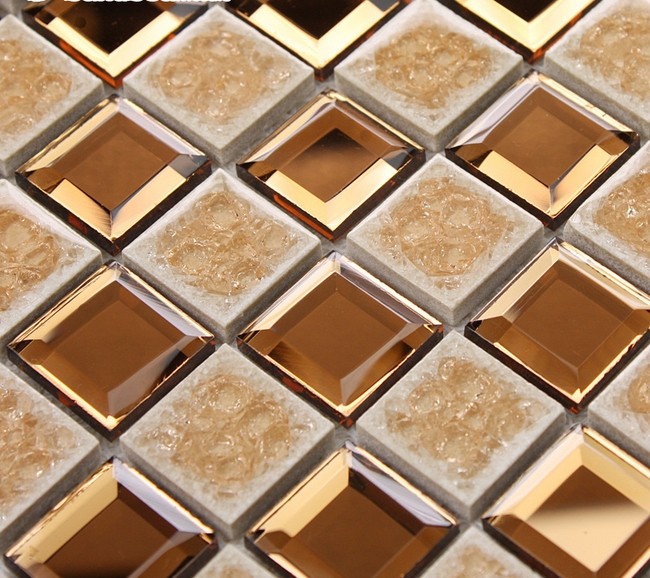 front side of the porcelain tile crysal glass blend mosaic