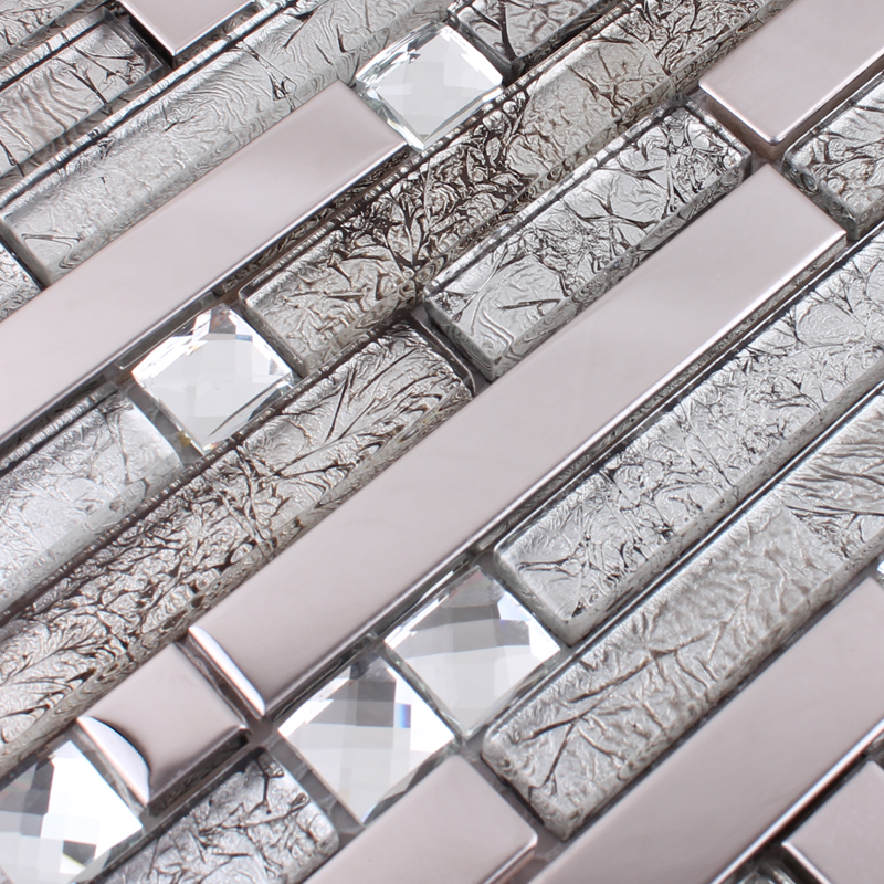 Crystal Glass Mosaic Wall Decor, Metallic Mosaic Tile