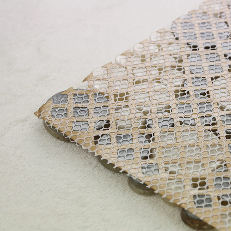 back of crystal pebble glass tile vitreous mosaic shell wall mesh mounted tiles 