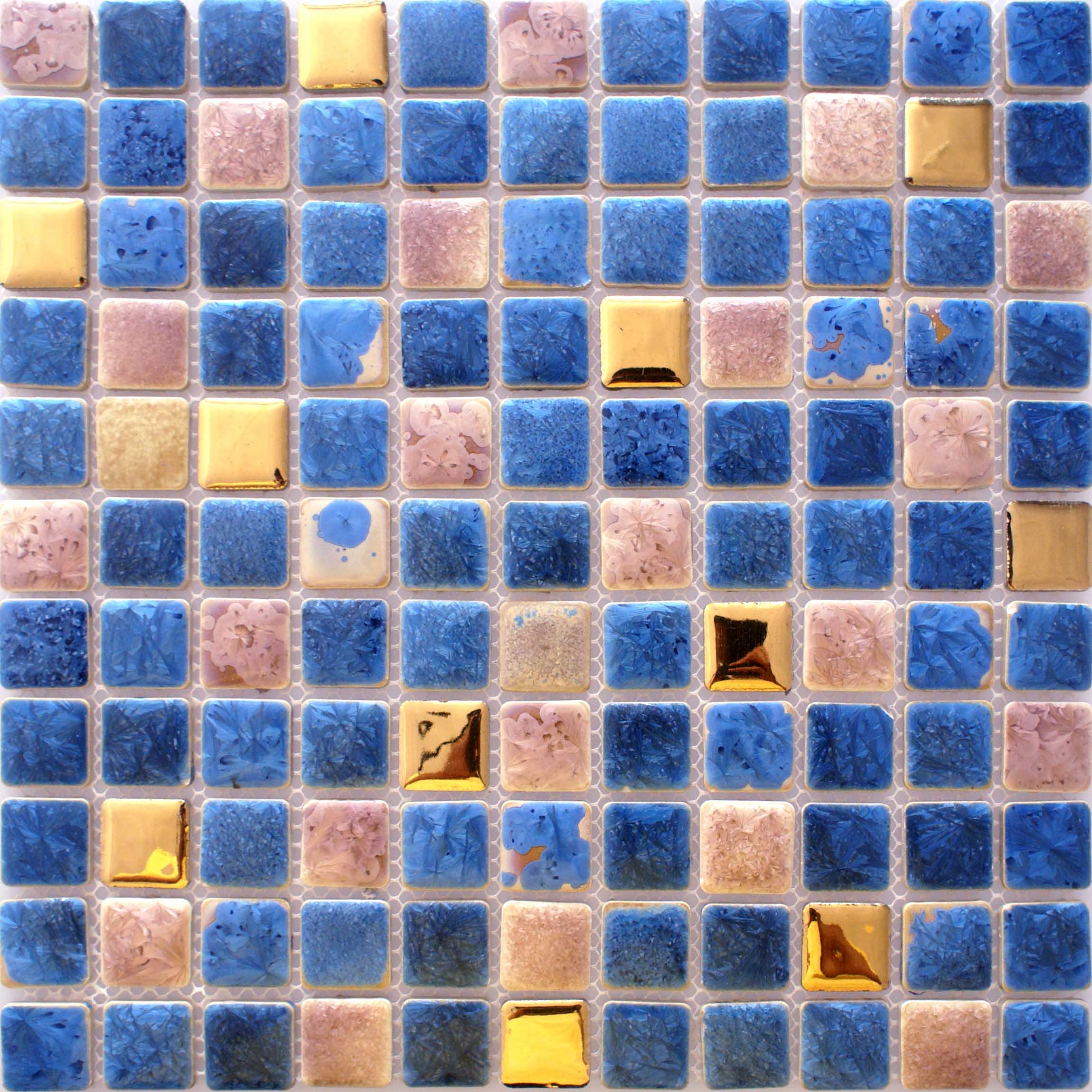 blue and whtie porcelain mosaic tile kitchen backsplash 