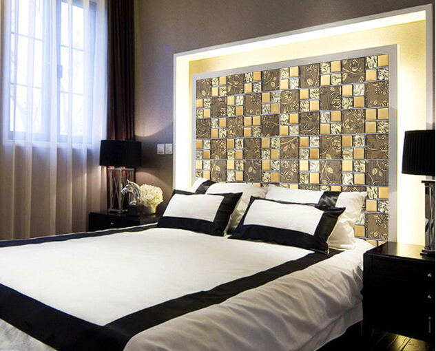 gold crystal glass tile mosaic 