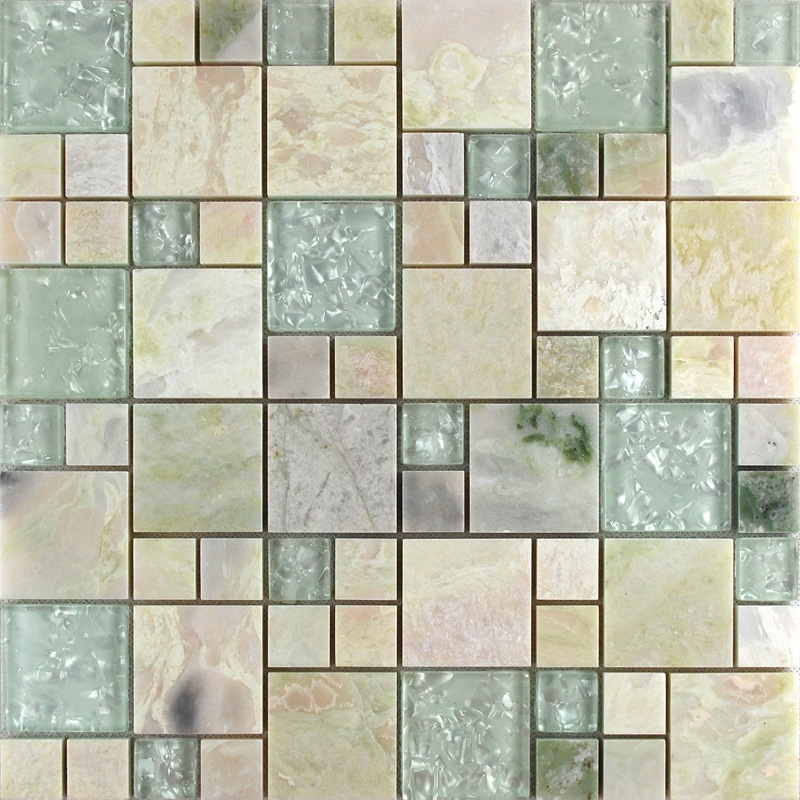 front side of the stone glass blend mosaic tile