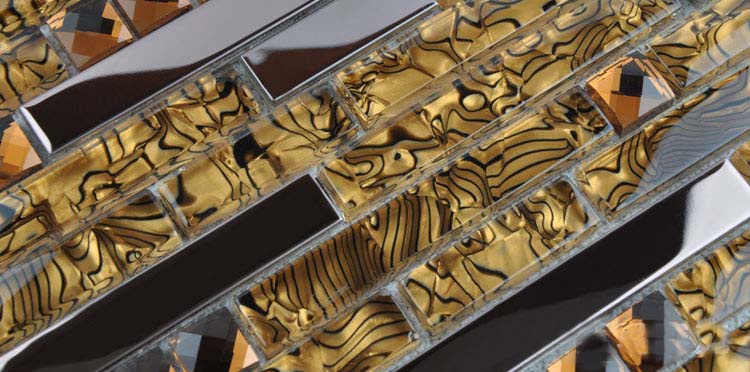 304 stainless steel metal glass blend mosaic tiles diamond sheet - dd13