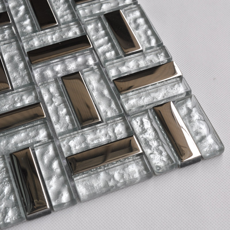 Glass Tile Metal Mosaic, Silver Metal Backsplash Tiles