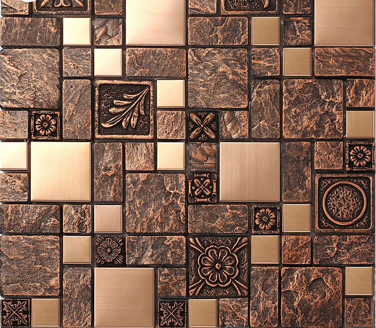 Wholesale Porcelain tiles Square Mosaic Tile Design Metal tile flooring