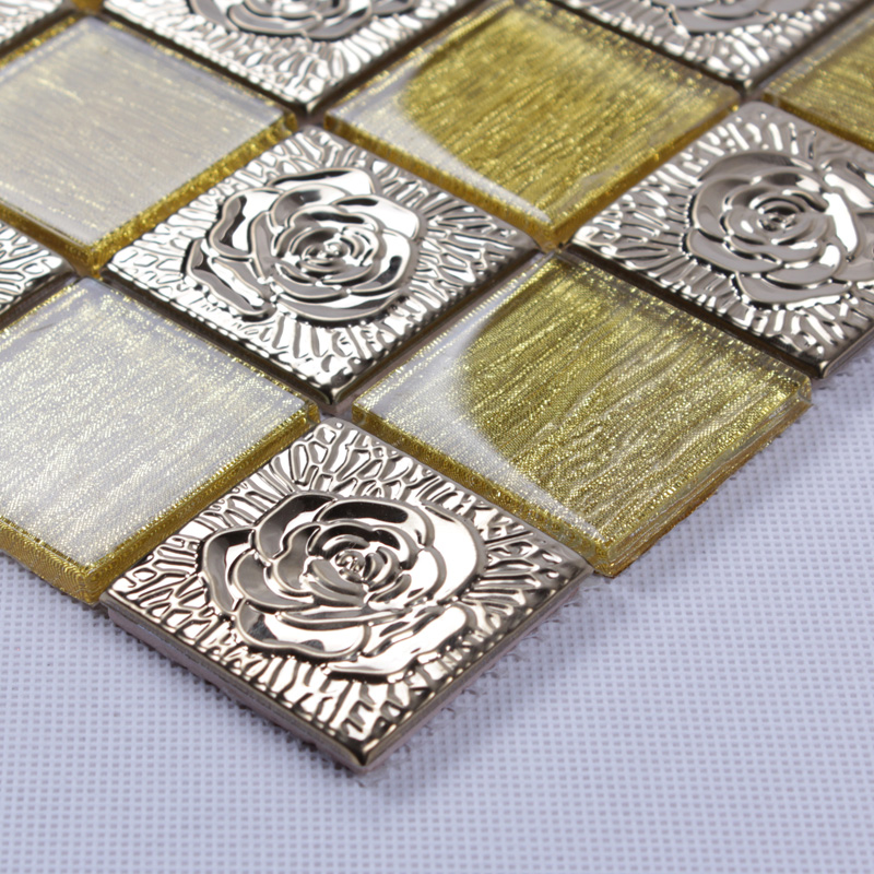 crystal glass metal blend tile mosaic