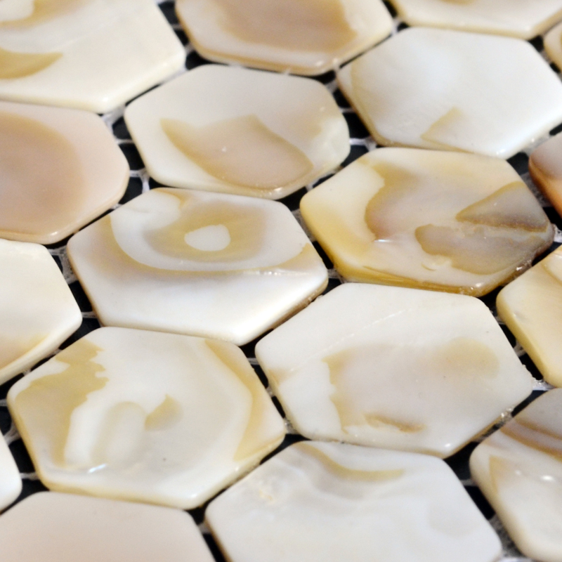 fresh water mother of pearl tile backsplash details 