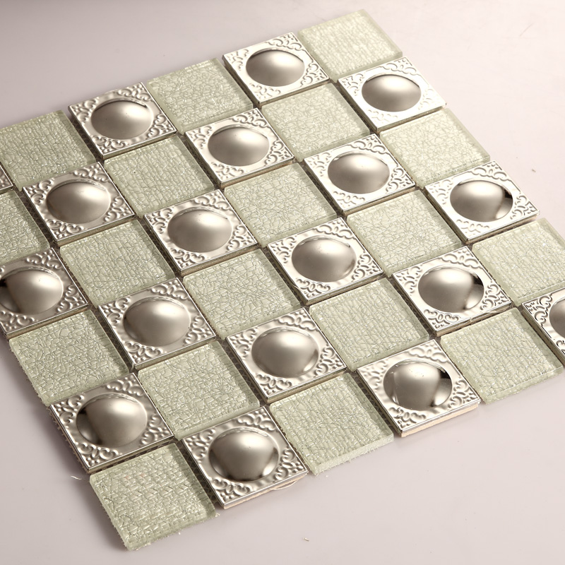  crystal glass metal blend tile mosaic 