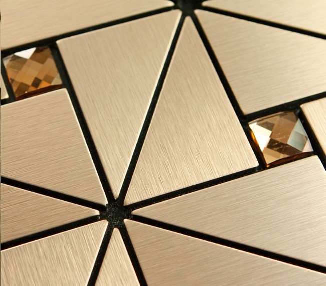 enlarged photo of the metallic mosaic tile aluminum stainless steel