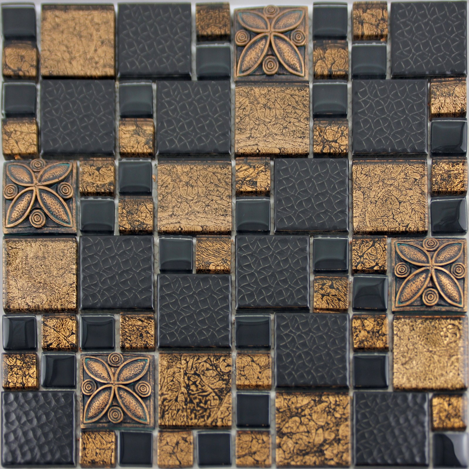 Black Porcelain  Mosaic  Tile  Designs Gold Glass Tiles  