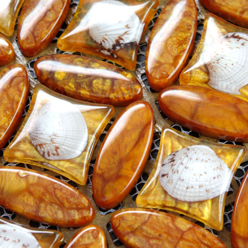 crystal pebble glass tile plated mosaic shell wall tiles 