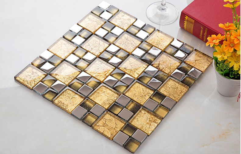 gold crystal glass tile mosaic - c37