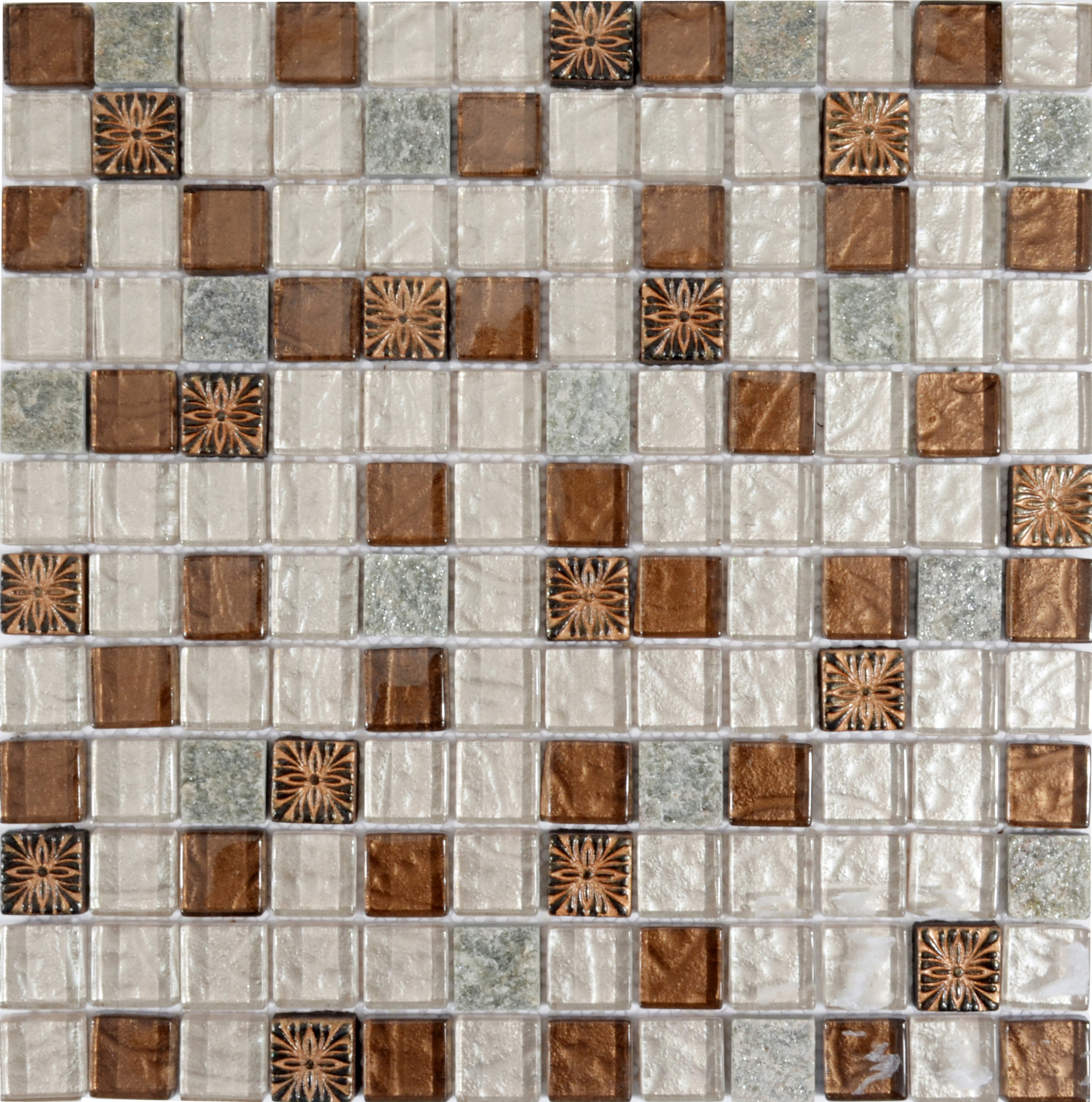 Stone Glass Mosaic Tile Ice-Crack Glass With Marble ...