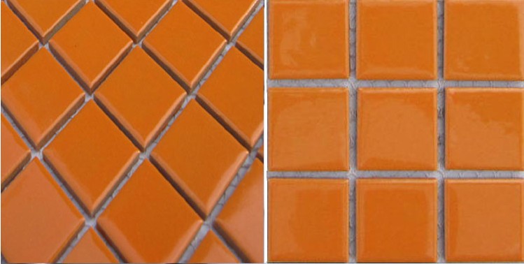 Glazed Porcelain Square Mosaic Tiles Design Orange Ceramic Tile Front Side Of Porcelain Mosaic Tile Backsplash