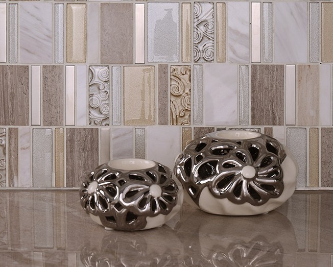 Metal stone glass mosaic tile