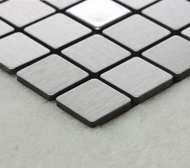 enlarged photo of the metallic mosaic tile gold brushed aluminum sheet 