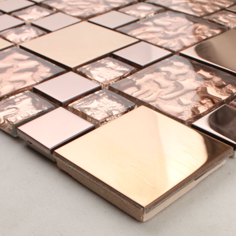 Metal Tile Backsplash Bathroom Copper, Copper Glass Tile