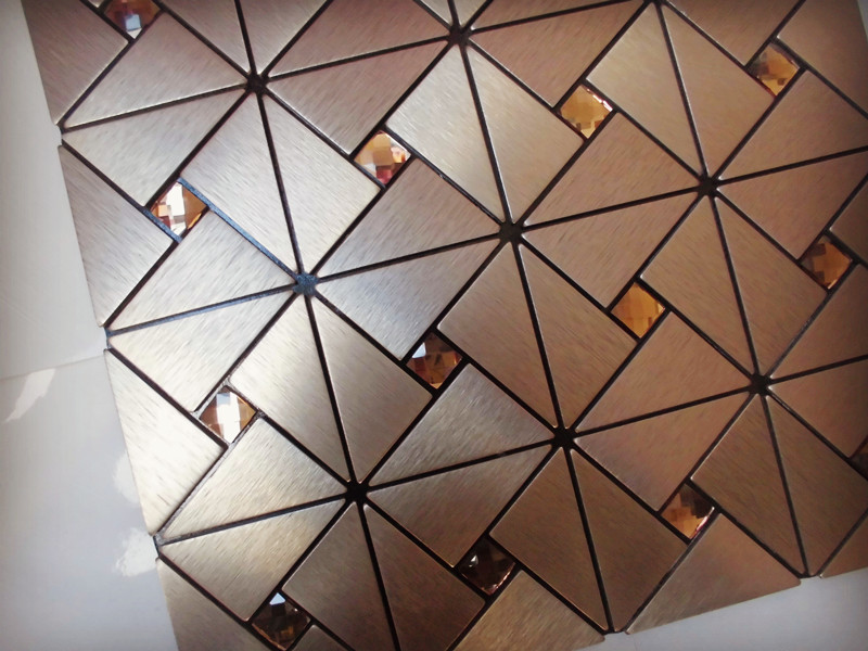 enlarged photo of the metallic mosaic tile aluminum stainless steel