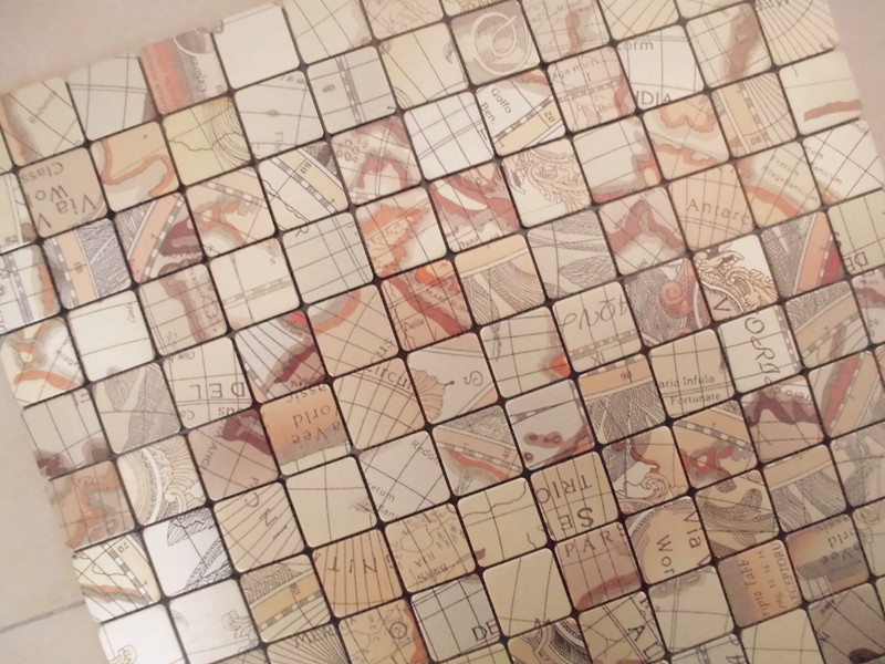 enlarged photo of the metallic mosaic tile grey brushed aluminum sheet 