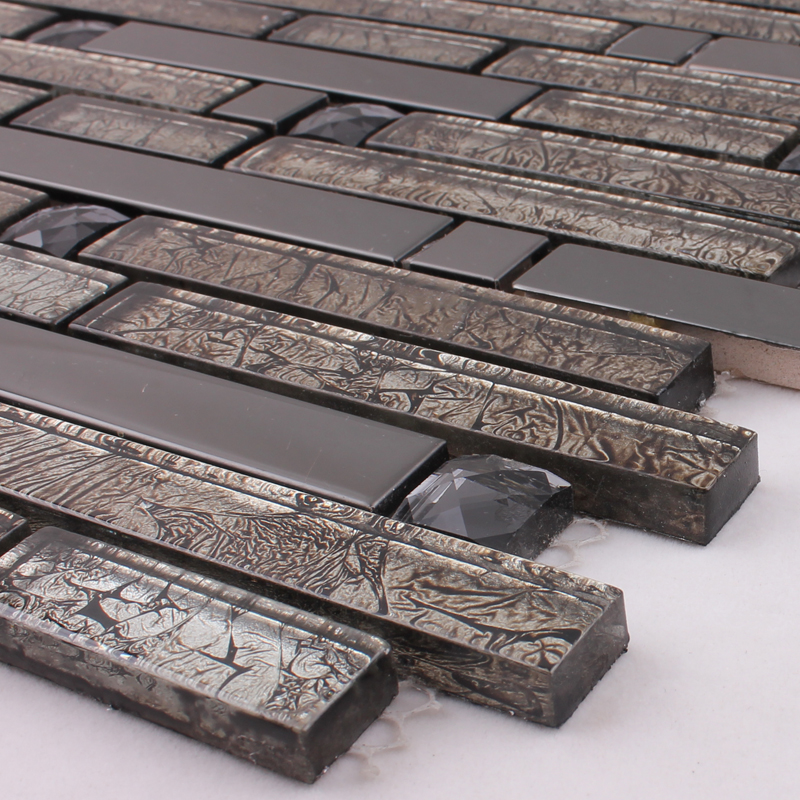 crystal glass metal blend tile mosaic 