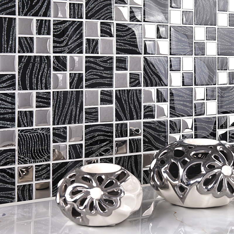 glass mosaic tile plated crystal backsplash dining room wall tiles 
