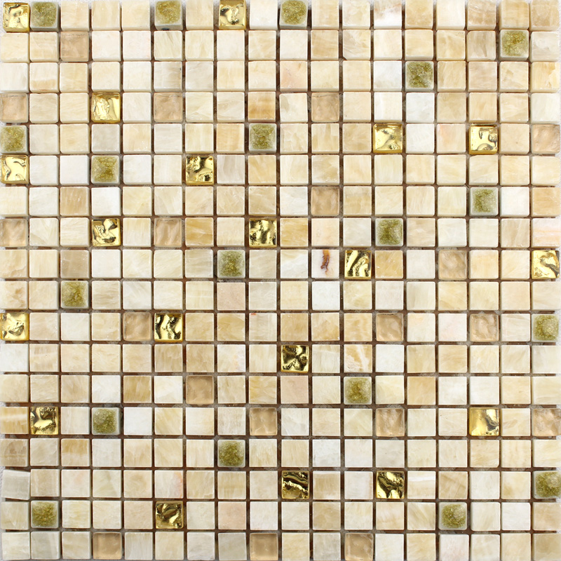 front side of the stone glass blend mosaic tile