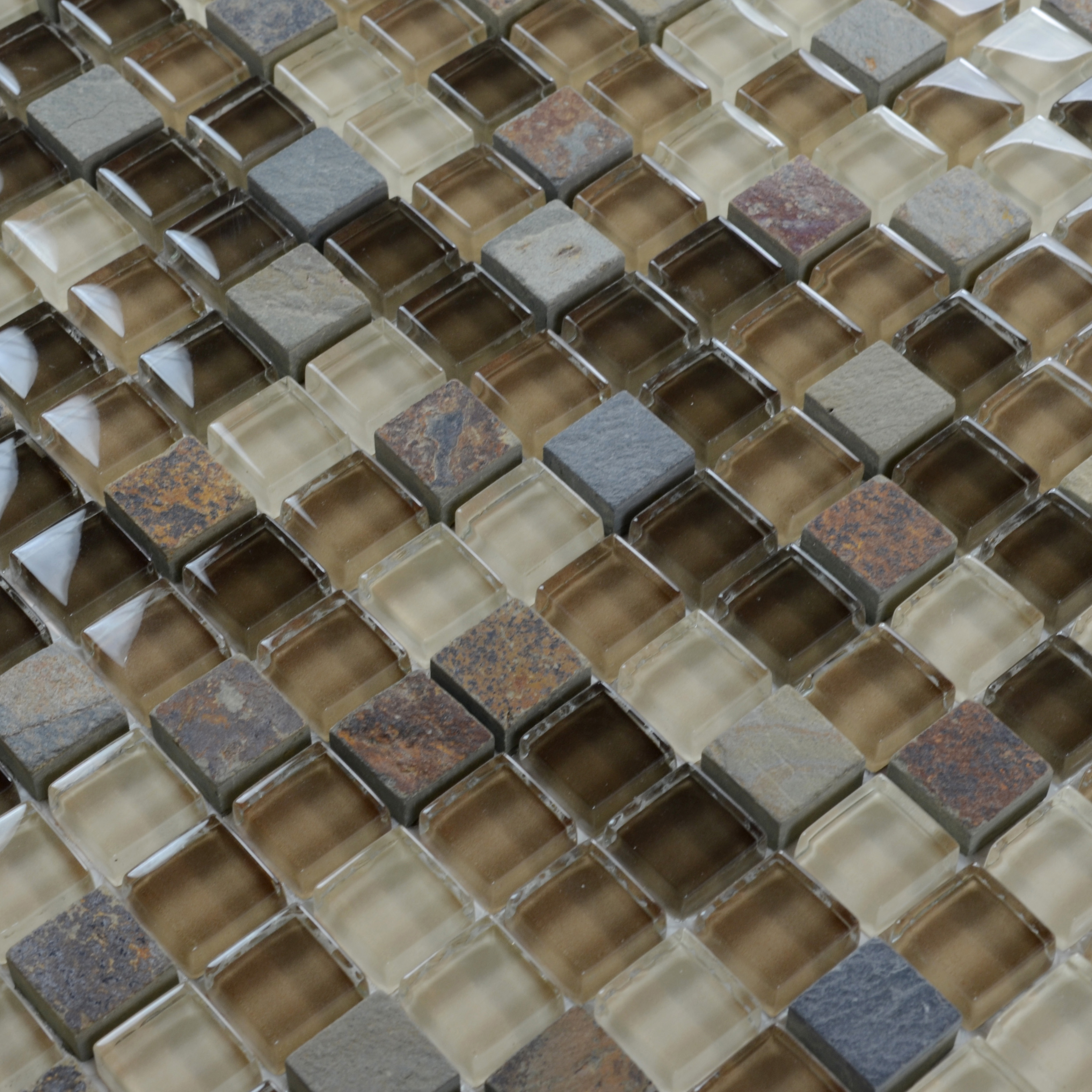 Stone Glass Mosaic TileSsmoky Mountain Square Tiles With Marble