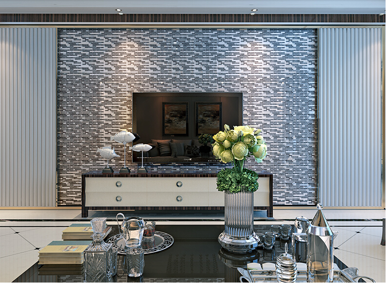 glass mosaic tile plated crystal backsplash bedrom wall diamond tiles