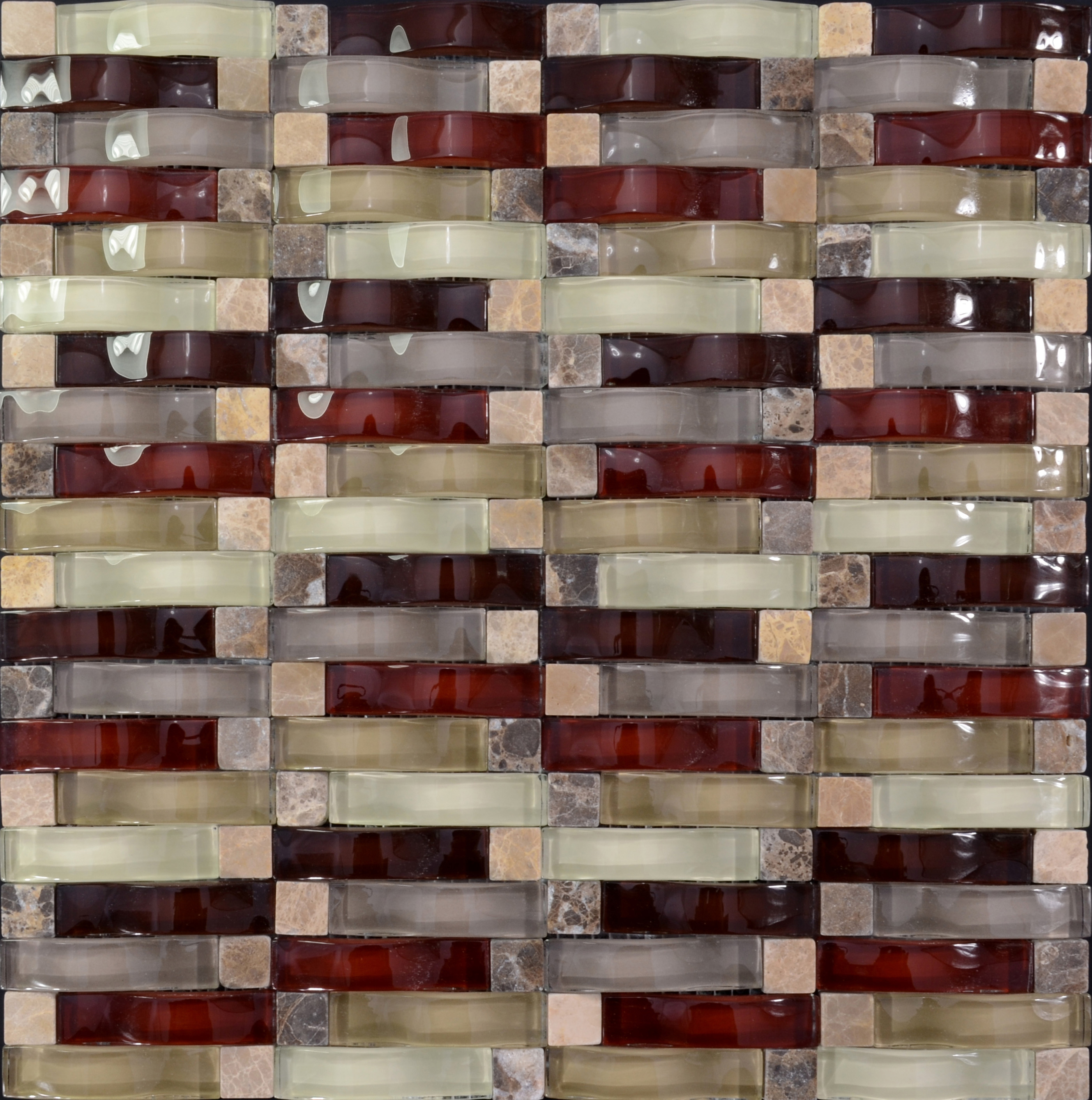 front side of the stone glass blend mosaic tile