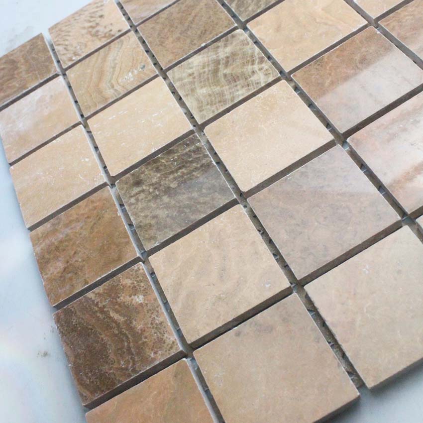 Natural Stone Mosaic Tile Square Brown Patterns Bathroom Wall Marble