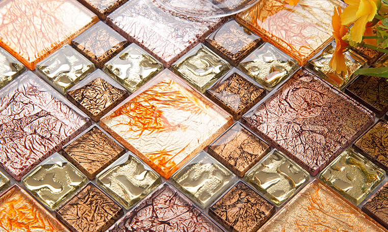 crystal glass tile pated vitreous mosaic wall tiles  