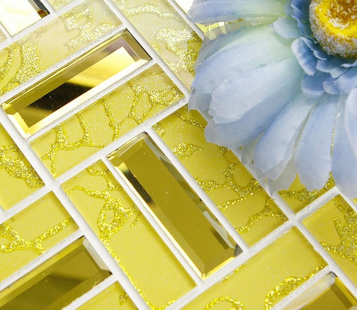 crystal glass tile backsplash