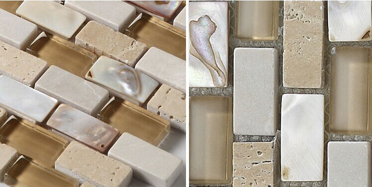 natural marble with crystal glass tiles sheet