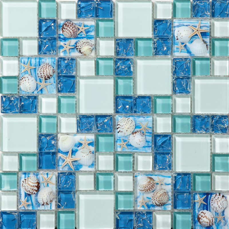 Sea Blue Glass S Resin Chips Beach, Green Mosaic Backsplash Tiles