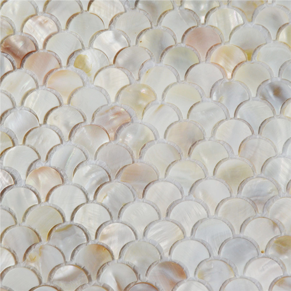 Fish Scale Shaped Shell Mosaic Tile 1" Natural Color