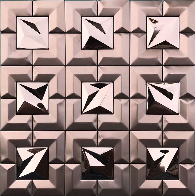 Rose Gold Stainless Steel Tile Backsplash Mosaic Metal Wall