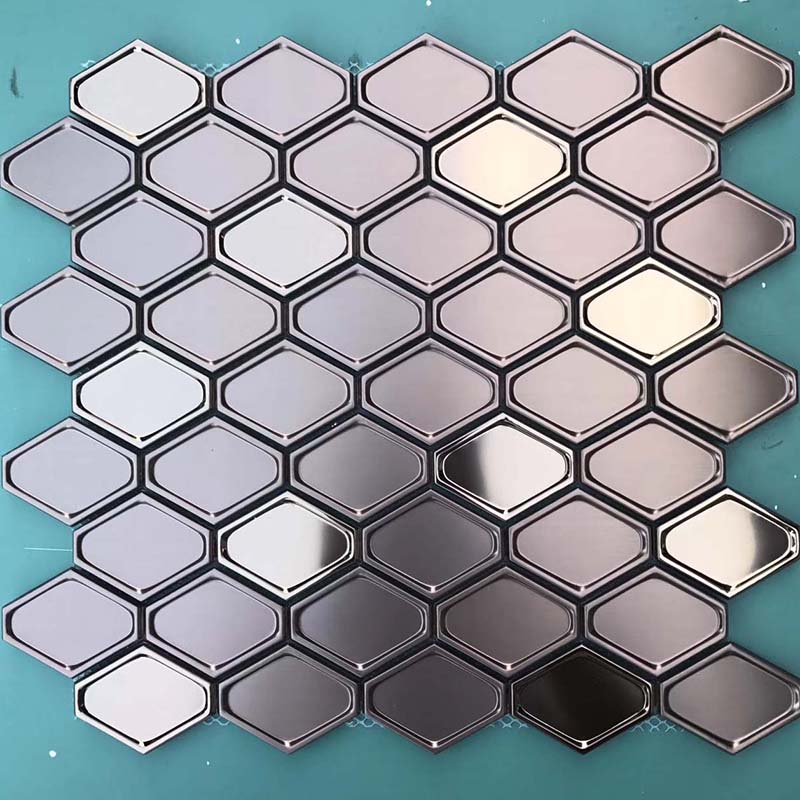 Rose Gold Stainless Steel Tile Backsplash Mosaic Metal Wall
