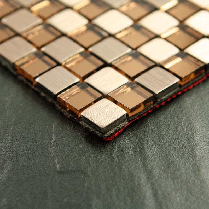 Peel and Stick Adhsive Mosaic Tile Kitchen Backsplash Gold Square